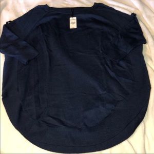 Express Cold Shoulder Sweater, Navy Blue, Small